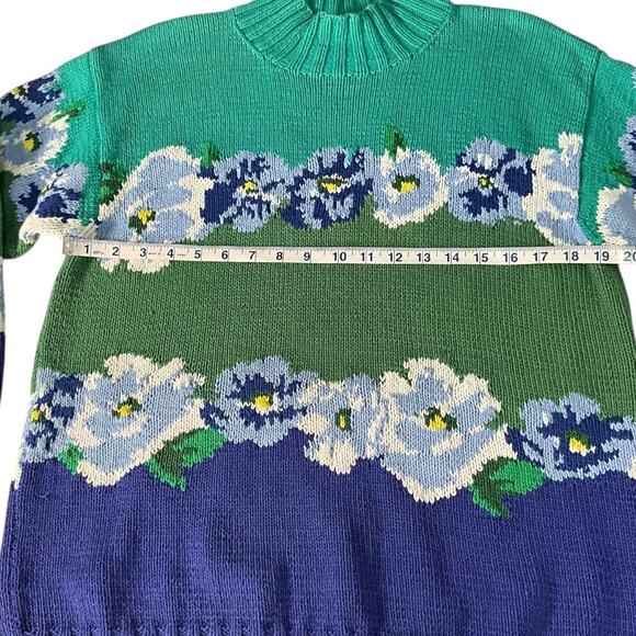 Vintage Adrienne Vittadini Sport 100% Cotton Size Small Floral Sweater Women 90s - Picture 7 of 8